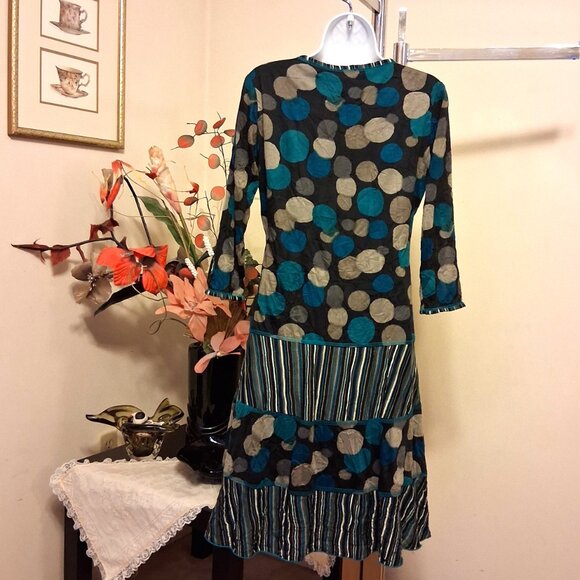 NWT Women's Simon Chang Chic Elegant Polka Dot Stretchy Lined Midi Dress Size 10 - Picture 4 of 11